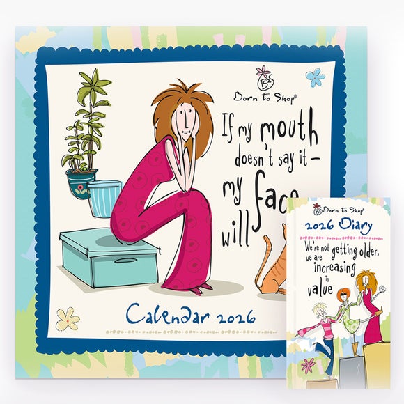 Born to Shop 2026 Family Wall Calendar & Diary Set