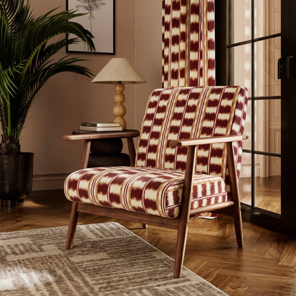 Quinn Avis Stripe Wooden Arm Accent Chair