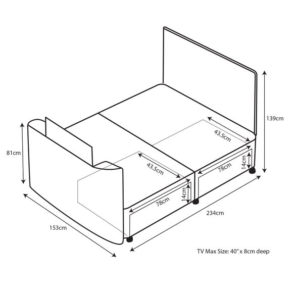 Sweet Dreams Venice Studded TV Bed