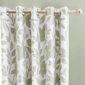 Ava Floral Polycotton Blackout Eyelet Curtains