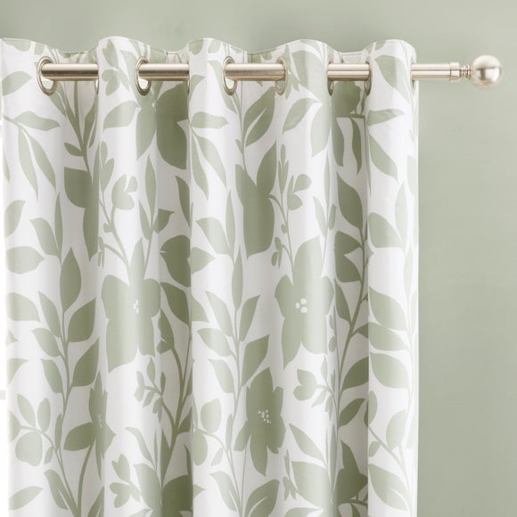 Ava Floral Polycotton Blackout Eyelet Curtains