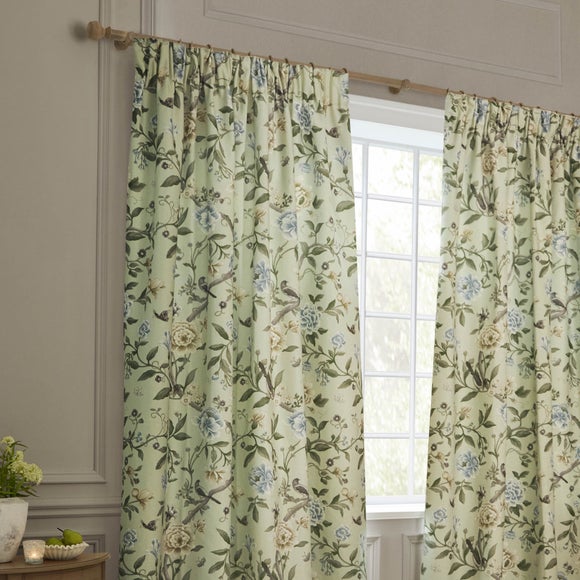 Sanderson Porcelain Garden Pencil Pleat Curtains