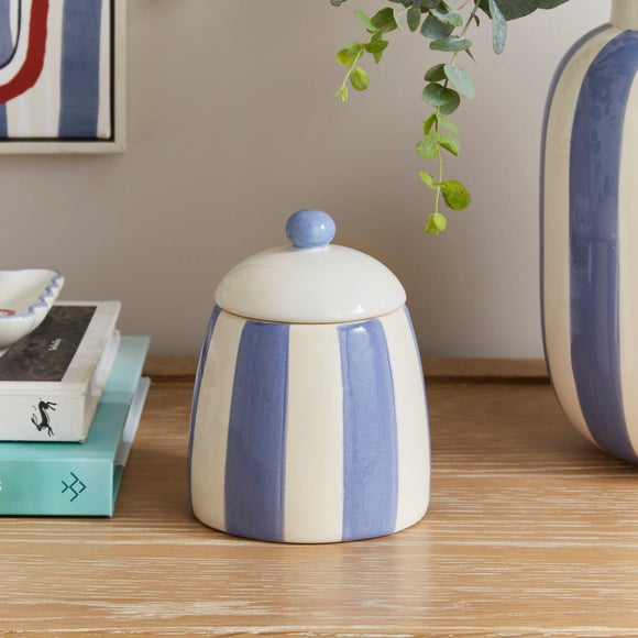 Striped Ceramic Trinket Jar