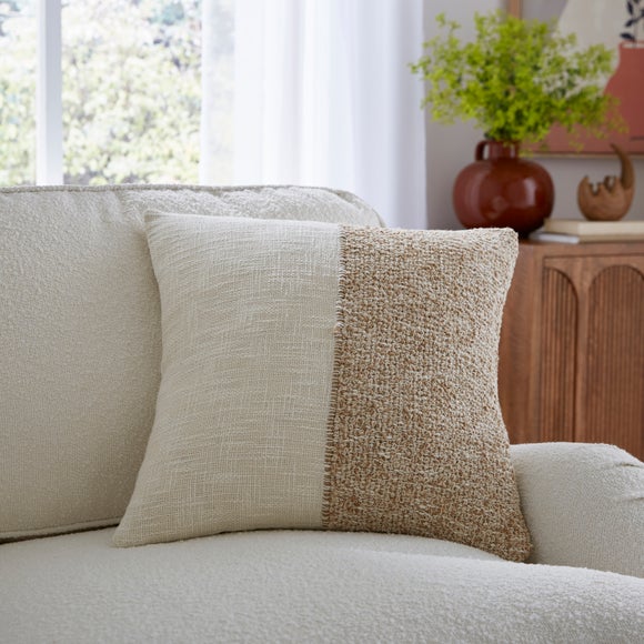Half White Half Jute Square Cushion