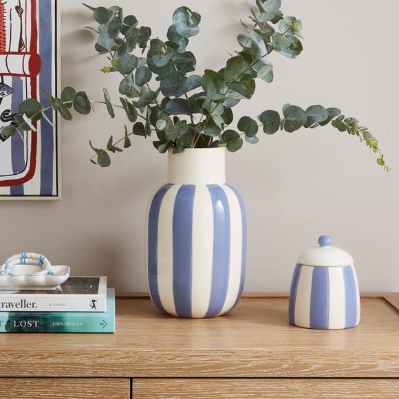 Striped Ceramic Bottle Vase