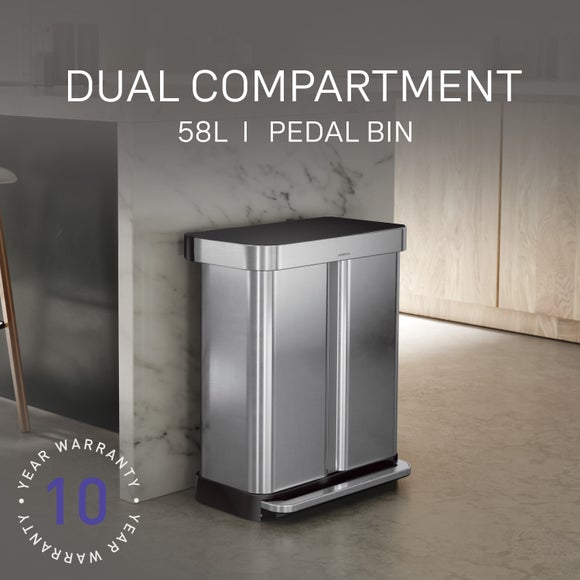 View Simplehuman 58l Dual Compartment Rectangular Bin View Simplehuman 58l Dual Compartment Rectangular Bin