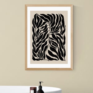 East End Prints Beige & Black Botanical Print