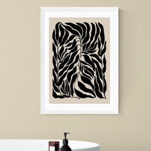 East End Prints Beige & Black Botanical Print