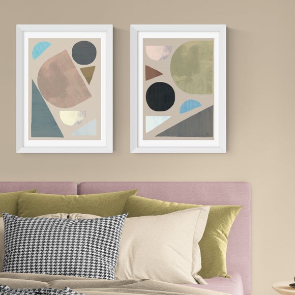 East End Prints Set of 2 Muted Abstract Shapes Prints