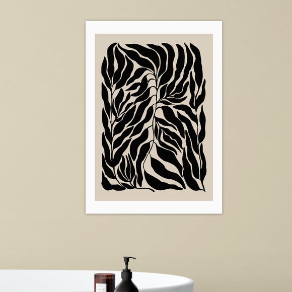 East End Prints Beige & Black Botanical Print