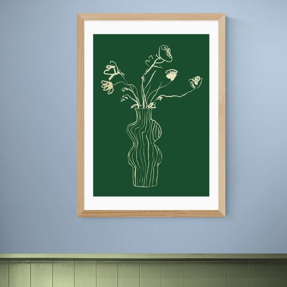 East End Prints Roses on Green Print