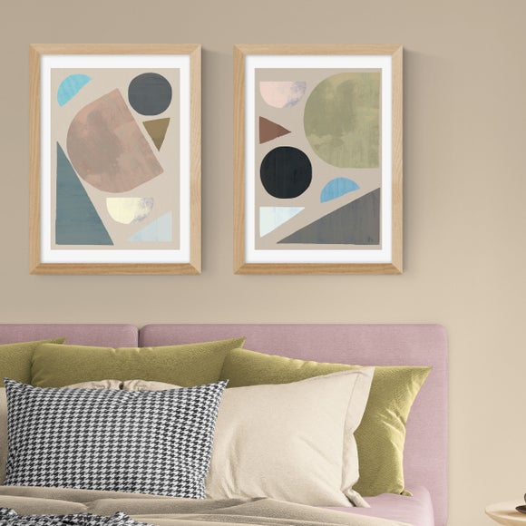 East End Prints Set of 2 Muted Abstract Shapes Prints