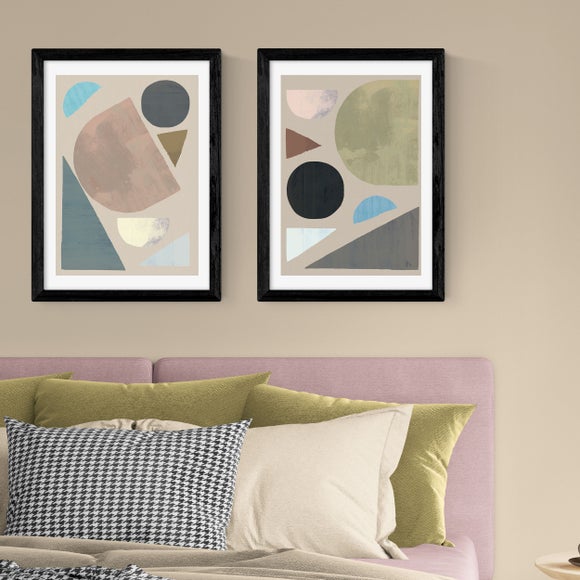 East End Prints Set of 2 Muted Abstract Shapes Prints