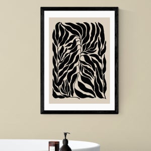 East End Prints Beige & Black Botanical Print