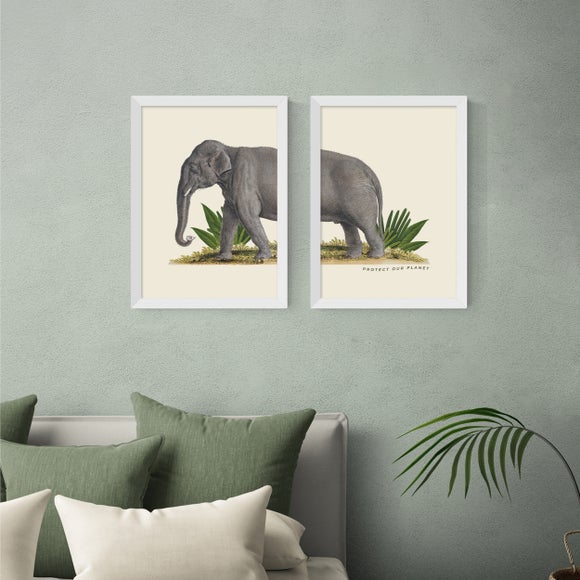 East End Prints Set of 2 Elephant Prints