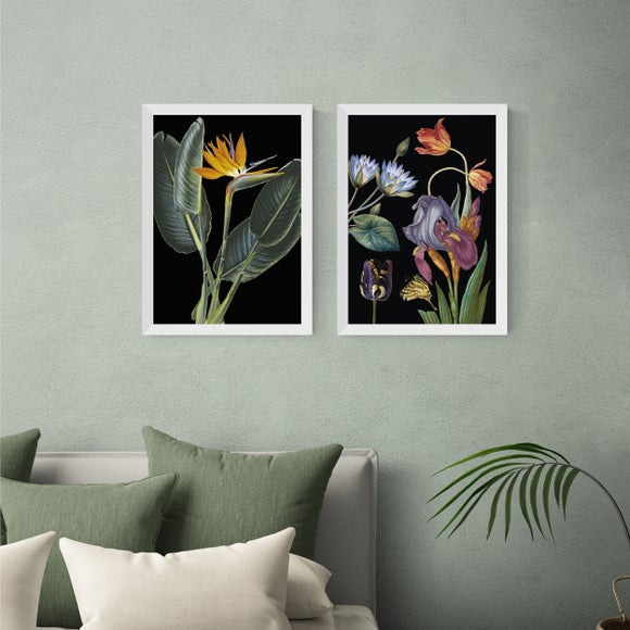 East End Prints Set of 2 Dark Florals Prints