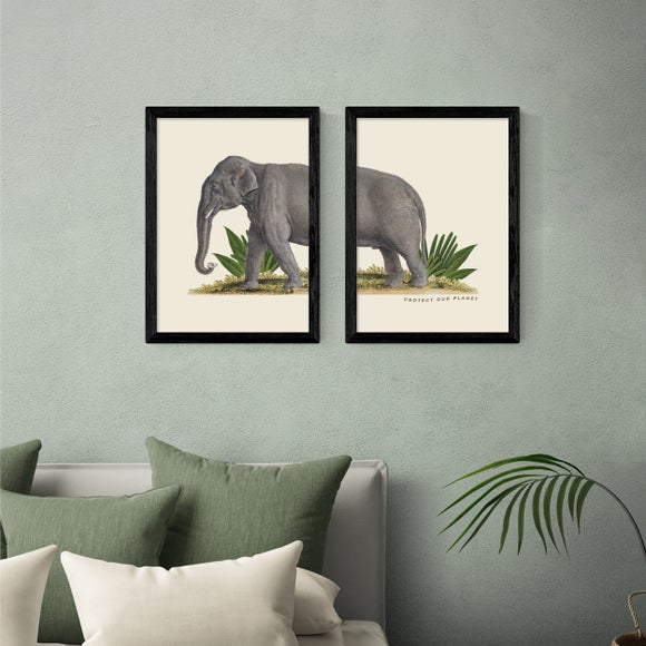 East End Prints Set of 2 Elephant Prints