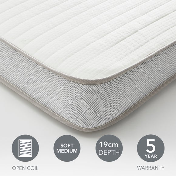 Dunelm Rolled Memory Foam Open Coil Mattress, 19cm
