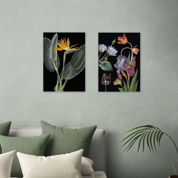 East End Prints Set of 2 Dark Florals Prints
