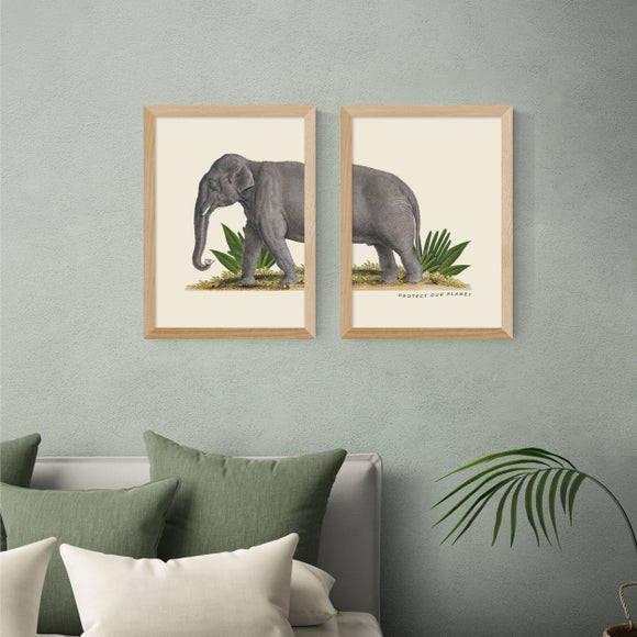 East End Prints Set of 2 Elephant Prints