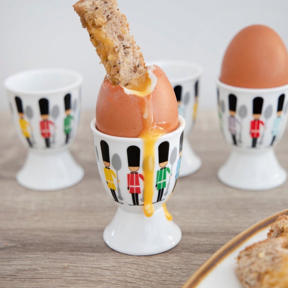 KitchenCraft Set of 4 Porcelain Children Soldier Egg Cups