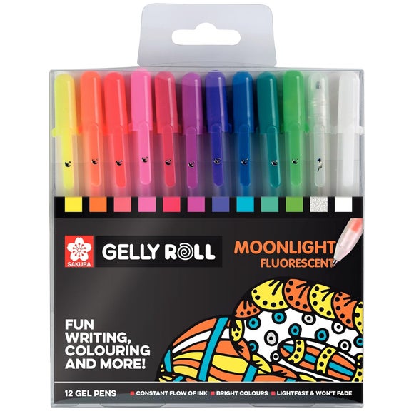Sakura Pack of 12 Gelly Roll Moonlight Fluroescent Gel Pens