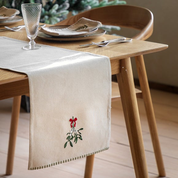 Cedar and Sage Magical Mistletoe Cotton Table Runner