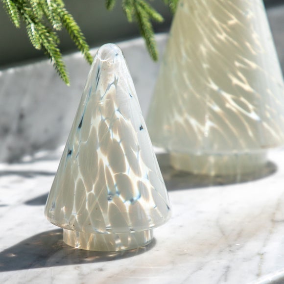 Cedar and Sage Minimalistic White Glass Tree Decoration