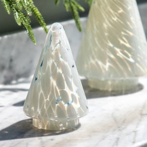 Cedar & Sage Minimalistic White Glass Tree Decoration