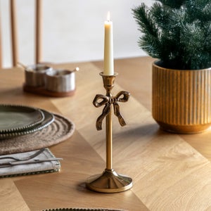 Cedar & Sage Festive Bow Candlestick Holder