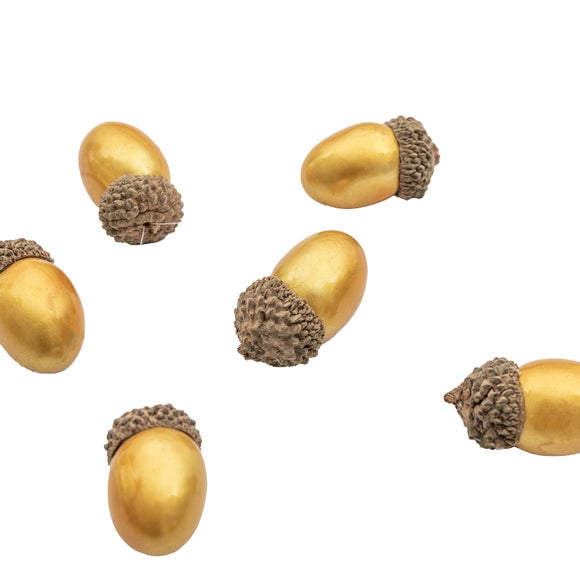 Cedar and Sage Set of 15 Golden Acorns Tree Decorations