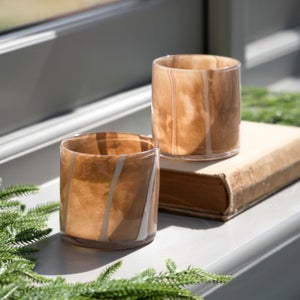 Cedar & Sage Set Of 2 Candy Cane Inspired Tealight Holders