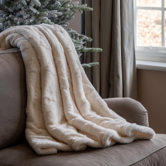 Luxurious Christmas Tree Embellished Sherpa Throw Blanket