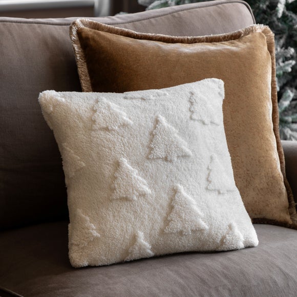 View Luxurious Christmas Tree Embellished Sherpa Square Cushion View Luxurious Christmas Tree Embellished Sherpa Square Cushion