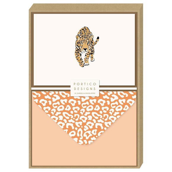 Pack of 10 Leopard Notecards with Envelopes