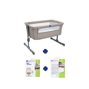 Chicco Next To Me Essential Crib With Mattress Topper And Sheets Bundle