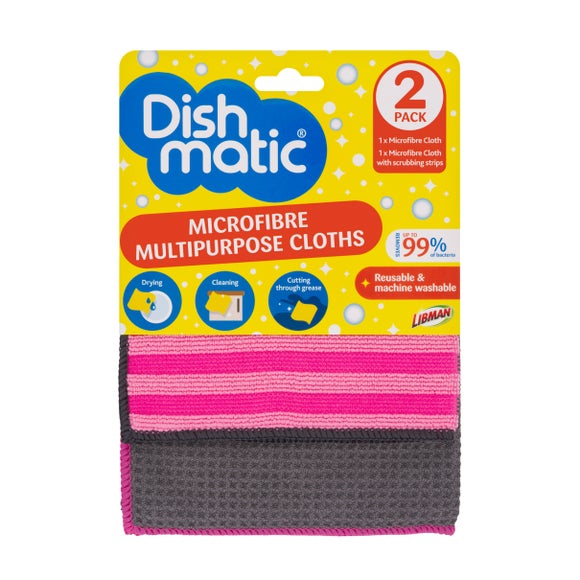 Dishmatic Pack Of 2 Microfibre Multipurpose Cloths