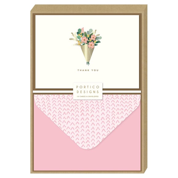 Pack of 10 Floral Bouquet Notecards with Envelopes