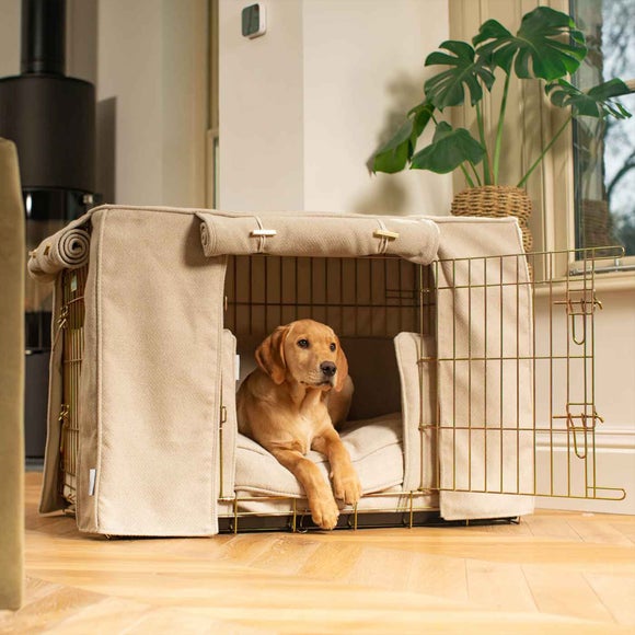 Lords & Labradors Natural Herringbone Full Pet Crate Set