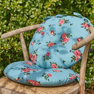 Set Of 2 Round Vintage Rose Seat Pads