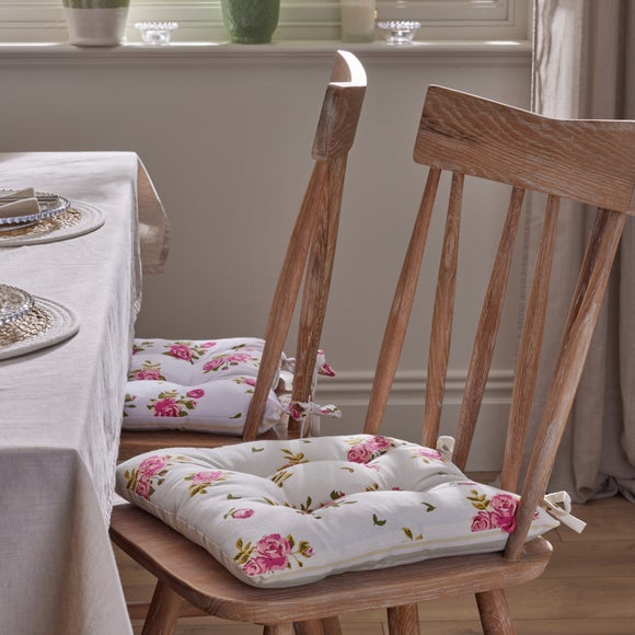 Set of 2 Helmsley Floral Rose Seat Pads