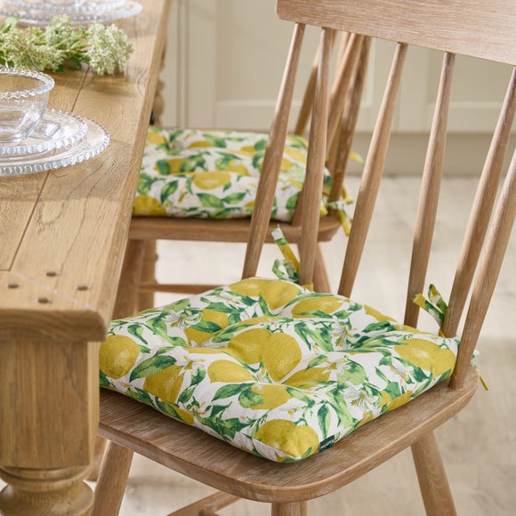 Set of 2 Outdoor Lemon Patterned Seat Pads