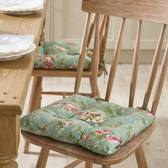 Set of 2 Outdoor Floral Rose Seat Pads