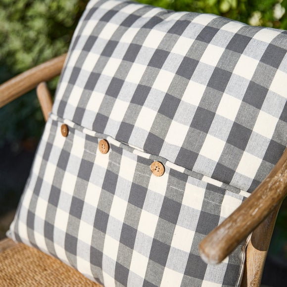 Photo 3 of Gingham Buttoned Square Cushion Photo 3 of Gingham Buttoned Square Cushion