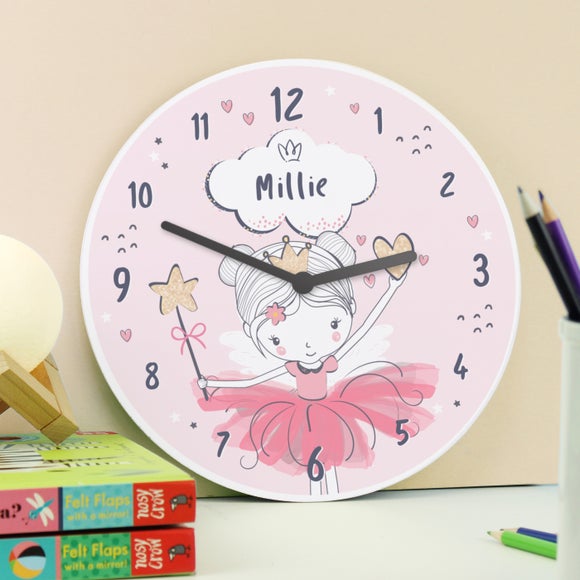 Personalised Fairy Ballerina Wooden Childrens Clock