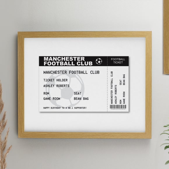 Personalised Football Ticket Poster Frame