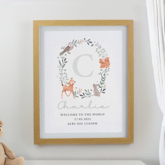 Personalised Woodland Initial Poster Frame