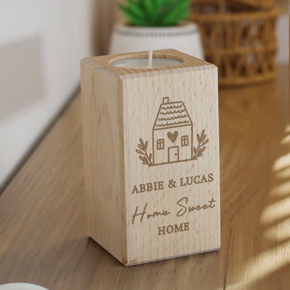 Click to view product details and reviews for Personalised New Home Wooden Tealight Holder.