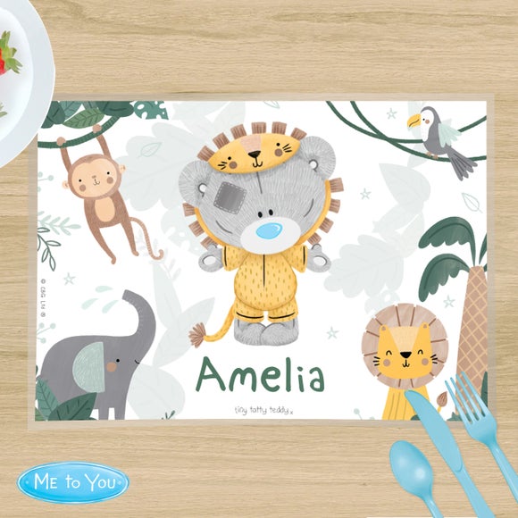 Click to view product details and reviews for Personalised Tiny Tatty Teddy Jungle Animals Placemat.