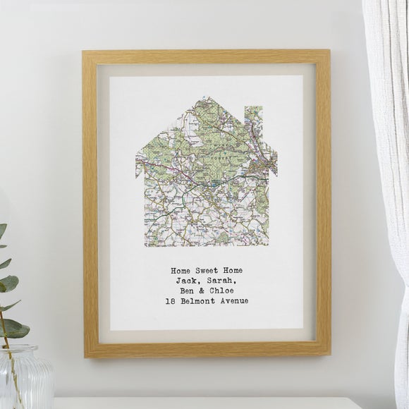 Personalised Present Day Map Home Poster Frame